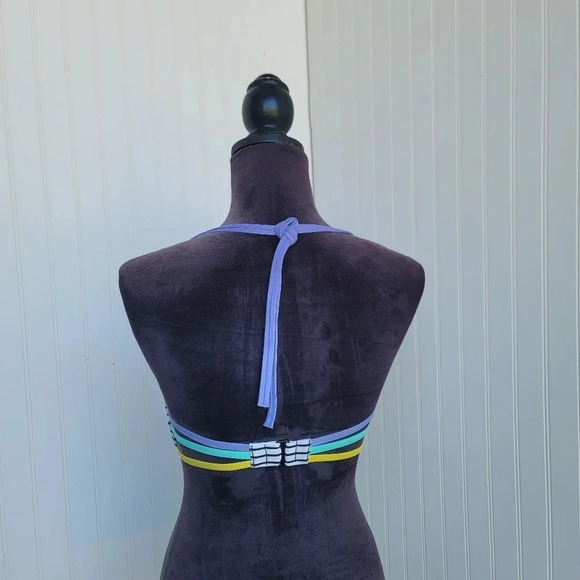 Victoria's Secret 32DDD Swim BIKINI Bandeau Black White Colorblock Striped 84Z - Picture 9 of 11